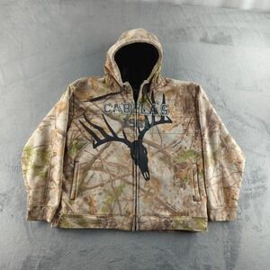 Cabela's Hoodie Mens 2XL Brown Camo Zonz Woodlands Full Zip Deer Antlers Hunting